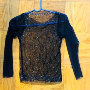 Mesh delicate black top with beading. Size XS